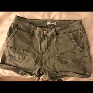 Distressed Olive Green Shorts